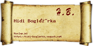 Hidi Boglárka névjegykártya